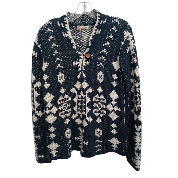 Roxy Peaceful Steph Cardigan Girls Big Sz XL Blue White Tribal Aztec Women XS/S - Picture 2 of 16